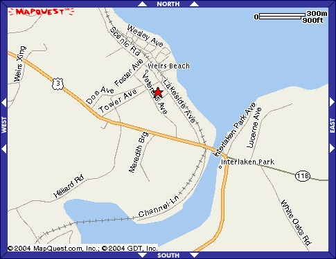 Map to Weirs Beach Boardwalk